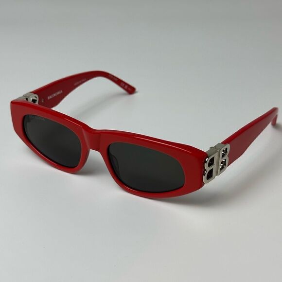 BALENCIAGA Sunglasses BB0095S 016 Red Silver Grey Women NEW main image 7